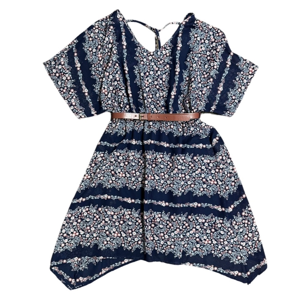 Maurices floral print short sleeved dress with belt size small